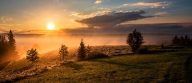 Sunset over a field