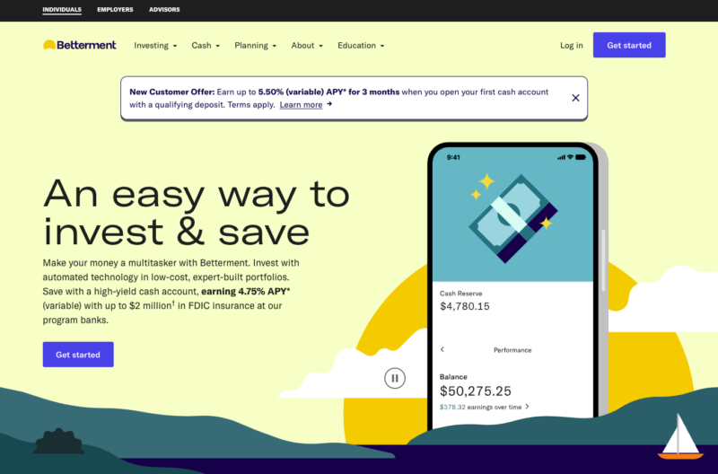 betterment homepage